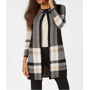 Kasper Cardigan Buckle Neck Closure Neutral Plus Size 2X Sweater Topper Jacket